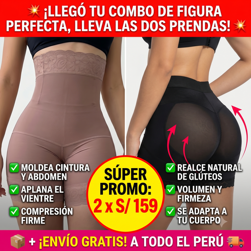 PACK MOLDEADOR |  CALZON LEVANTACOLA + SHORT MOLDEADOR TIRO ALTO