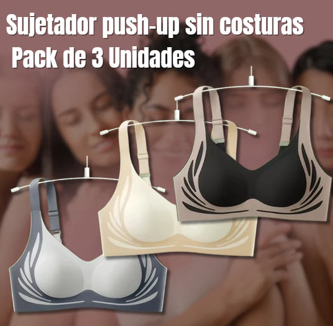 LushFitting Sujetador Push Up Sin Costuras - Set de 3 unidades