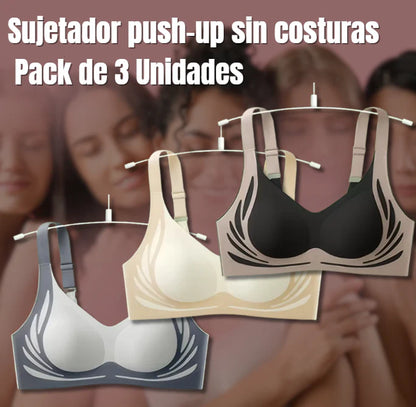 LushFitting Sujetador Push Up Sin Costuras - Set de 3 unidades
