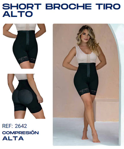 Short Moldeador Tiro Alto con Broche – Doble Refuerzo, Control Total y Aumento Natural de Glúteo